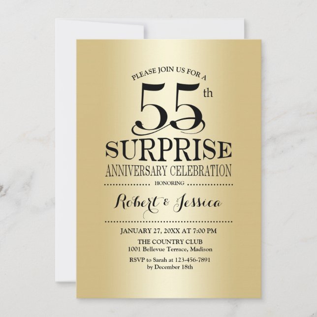 Convites Surpreendendo no 55º Aniversário de Casamento - Ou (Frente)