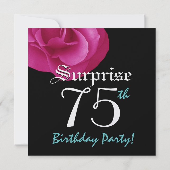 Convites Surpreendente 75ª Festa de aniversário Rosa Rosa R (Frente)