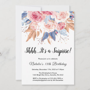 Convites Surpresa 18º Aniversário Aquarela Floral Botâni