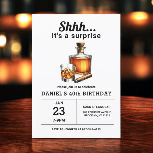 Convites Surpresa 40ª Festa de aniversário Whiskey Charuto 