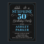 Convites Surpresa 50ª Festa de aniversário - Azul Preto<br><div class="desc">Surpreenda o 50º Convite de aniversário. Design simples em preto,  azul claro e branco. Apresenta uma fonte elegante de script. Celebração surpresa para homem ou mulher. Pode ser personalizado em qualquer idade!</div>