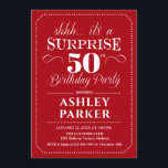 Convites Surpresa 50ª Festa de aniversário - Branco vermelh<br><div class="desc">Surpreenda o 50º Convite de aniversário. Design simples em vermelho escuro e branco. Apresenta uma fonte elegante de script. Celebração surpresa para homem ou mulher. Pode ser personalizado em qualquer idade!</div>