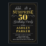 Convites Surpresa 50ª Festa de aniversário - Dourada negra<br><div class="desc">Surpreenda o 50º Convite de aniversário. Design simples em preto,  ouro e branco. Apresenta uma fonte elegante de script. Celebração surpresa para homem ou mulher. Pode ser personalizado em qualquer idade!</div>