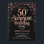 Convites Surpresa 50ª Festa de aniversário - Preto e Rosa D<br><div class="desc">Surpreenda o 50º Convite de aniversário. Design elegante em preto e brilhante rosa de ouro. Possui fonte de script na moda e confetti. Envie-me uma mensagem se precisar de idade personalizada.</div>