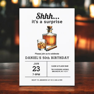 Convites Surpresa 50ª Festa de aniversário Whiskey Charuto