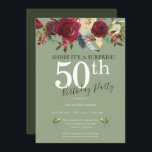 Convites Surpresa 50ª Rosa vermelha de Festa de aniversário<br><div class="desc">Esta design da 50ª Festa de aniversário apresenta flores de aquarela e tipografia personalizada. Que bela maneira de convidar seus convidados para esta ocasião especial.</div>