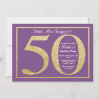 Surpresa 50º Aniversário Roxo e Dourada Brilhante