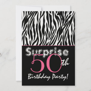 Convites SURPRESA 50º Aniversário Zebra Stripes Pretas Br