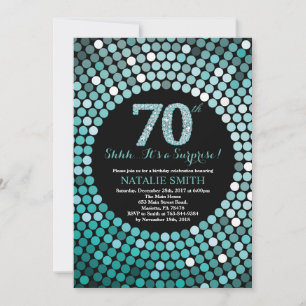 Convites Surpresa: 50.º aniversário, Black and Teal Glitter