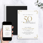 Convites Surpresa 50 e fabuloso aniversário preto e Dourado<br><div class="desc">É uma surpresa especial o 50º aniversário, e é hora de comemorar! Você quer jogar o melhor baluarte na cidade? Certifique-se de que comece com o maior estilo com este 50 e Fabuloso Convite de Aniversário para Caligrafia Branca e Dourada. Certamente dará o tom para uma celebração glamourosa. Este belo...</div>