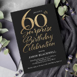 Convites Surpresa 60ª Celebração de Aniversário Preta e Dou<br><div class="desc">Surpresa 60.º convite para comemoração de aniversário</div>