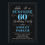 Convites Surpresa 60ª Festa de aniversário - Azul Preto<br><div class="desc">Surpresa 60º Convite de aniversário. Design simples em preto,  azul claro e branco. Apresenta uma fonte elegante de script. Celebração surpresa para homem ou mulher. Pode ser personalizado em qualquer idade!</div>