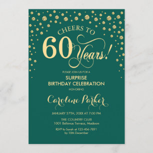 Convites Surpresa 60ª Festa de aniversário - Emerald Green 