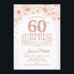 Convites Surpresa 60ª Festa de aniversário - Rosa branca Do<br><div class="desc">Surpreenda o design elegante do 60º Convite de aniversário em ouro brilhante rosa e branco.</div>