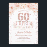 Convites Surpresa 60ª Festa de aniversário - Rosa branca Do<br><div class="desc">Surpreenda o design elegante do 60º Convite de aniversário em ouro brilhante rosa e branco.</div>