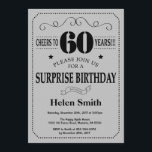 Convites Surpresa 60º aniversário de Cinzas Negra e Prata<br><div class="desc">Surpresa 60º Aniversário da Typografia de Cinzas Negras e Prateadas. Fundo das Cinzas de Cinzas pretas e prateadas. Aniversário Adulto. Homens ou Mulheres Aniversário. Menino ou Menina Menina Menina Adolescente Convidam. 13 15 de 16º 18º 20 21rua 30 de 40º 50º 80 de 60º 70 de 100º. Qualquer Idade. Para...</div>