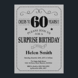 Convites Surpresa 60º aniversário de Cinzas Negra e Prata<br><div class="desc">Surpresa 60º Aniversário da Typografia de Cinzas Negras e Prateadas. Fundo das Cinzas de Cinzas pretas e prateadas. Aniversário Adulto. Homens ou Mulheres Aniversário. Menino ou Menina Menina Menina Adolescente Convidam. 13 15 de 16º 18º 20 21rua 30 de 40º 50º 80 de 60º 70 de 100º. Qualquer Idade. Para...</div>