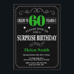 Convites Surpresa 60º Aniversário do Quadro Preto e Verde<br><div class="desc">Surpresa 60º Aniversário do Convite à Tipografia Negra e Verde. Chalkboard. Fundo preto e branco. Aniversário Adulto. Homens ou Mulheres Aniversário. Menino ou Menina Menina Menina Adolescente Convidam. 13 15 de 16º 18º 20 21rua 30 de 40º 50º 80 de 60º 70 de 100º. Qualquer Idade. Para mais personalização, clique...</div>