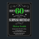 Convites Surpresa 60º Aniversário do Quadro Preto e Verde<br><div class="desc">Surpresa 60º Aniversário do Convite à Tipografia Negra e Verde. Chalkboard. Fundo preto e branco. Aniversário Adulto. Homens ou Mulheres Aniversário. Menino ou Menina Menina Menina Adolescente Convidam. 13 15 de 16º 18º 20 21rua 30 de 40º 50º 80 de 60º 70 de 100º. Qualquer Idade. Para mais personalização, clique...</div>