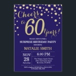 Convites Surpresa 60º aniversário Marinho Azul e Diamante D<br><div class="desc">Surpreenda o 60º Convite de Aniversário com o Fundo de Diamante Azul Marinho e Glitter Dourado. Dourado Confetti. Aniversário Adulto. Homens ou Mulheres Aniversário.
Para mais personalização,  clique no botão "Personalizar" e use a ferramenta design para modificar este modelo.</div>