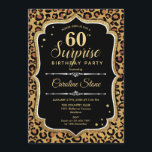 Convites Surpresa 60º aniversário - Preto-Leopardo Dourado<br><div class="desc">Surpresa 60º Convite de Aniversário. Design feminina em preto e ouro brilhante falso. Possui padrão de chita leopardo animal,  fonte de script e confete. Perfeito para uma bolsa mensageifesta de aniversario elegante. Pode ser personalizado para mostrar qualquer idade. Envie-me uma mensagem se precisar de mais personalização.</div>