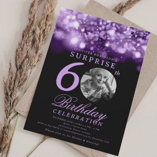 Convites SURPRESA 60º Aniversário Purple Midnight Glam