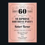 Convites Surpresa 60º aniversário - Rosa Dourado Negro<br><div class="desc">Surpresa 60º Convite de Aniversário. Retrora design em ouro rosa e preto. Até 60 anos! Também pode ser personalizado em qualquer ano.</div>