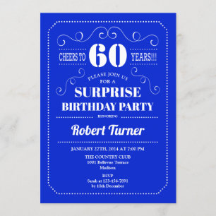 Convites Surpresa 60º aniversário - Royal Blue