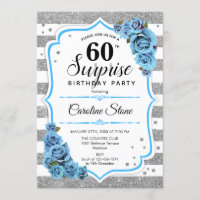 Surpresa 60.º aniversário - Azul branco prateado