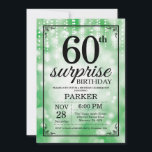 Convites Surpresa 60.º Aniversário Convidando Glitter Verde<br><div class="desc">Surpreenda o 60º Convite de Aniversário com Luzes de Cordas Verdes com Fundo Verde de Brilho. Aniversário Verde. Aniversário Adulto. Homens ou Mulheres no Dia Convidam. 13 15 16º 18º 20 21rua 30 40º 50º 60º 80 de 70 100º, qualquer idade. Para mais personalização, clique no botão "Personalizar" e use...</div>