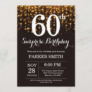 Convites Surpresa 60.º Aniversário Convidar Dourada Liter