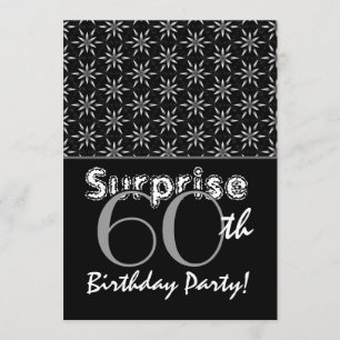 Convites SURPRESA 60.º Aniversário Estrelas Prata e Negra