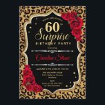 Convites Surpresa 60.º aniversário - Preto-Leopardo Dourado<br><div class="desc">Surpresa 60º Convite de Aniversário. Preto feminino,  design vermelho com ouro brilhante falso. Apresenta padrões de chita de leopardo animal,  rosas vermelhas,  fonte de script e confetti. Perfeito para uma bolsa mensageifesta de aniversario elegante. Pode ser personalizado para mostrar qualquer idade. Envie-me uma mensagem se precisar de mais personalização.</div>