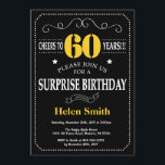 Convites Surpresa 60.º aniversário Quadro negro e amarelo<br><div class="desc">Surpresa 60º Aniversário com Tipografia Preta e Amarela. Chalkboard. Fundo preto e branco. Aniversário Adulto. Homens ou Mulheres Aniversário. Menino ou Menina Menina Menina Adolescente Convidam. 13 15 de 16º 18º 20 21rua 30 de 40º 50º 80 de 60º 70 de 100º. Qualquer Idade. Para mais personalização, clique no botão...</div>
