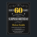 Convites Surpresa 60.º aniversário Quadro negro e amarelo<br><div class="desc">Surpresa 60º Aniversário com Tipografia Preta e Amarela. Chalkboard. Fundo preto e branco. Aniversário Adulto. Homens ou Mulheres Aniversário. Menino ou Menina Menina Menina Adolescente Convidam. 13 15 de 16º 18º 20 21rua 30 de 40º 50º 80 de 60º 70 de 100º. Qualquer Idade. Para mais personalização, clique no botão...</div>