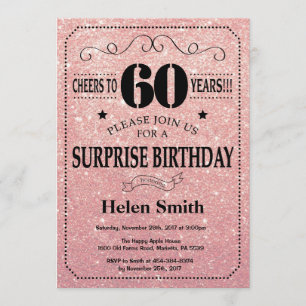 Convites Surpresa: 60.º aniversário Rosa Rosa Dourada Bri