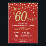 Convites Surpresa 60.º aniversário Vermelho e Diamante Dour<br><div class="desc">Surpreenda o 60º Convite de Aniversário com Fundo de Diamante Vermelho e Dourado. Dourado Confetti. Aniversário Adulto. Homens ou Mulheres Aniversário.
Para mais personalização,  clique no botão "Personalizar" e use a ferramenta design para modificar este modelo.</div>
