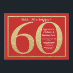 Convites Surpresa 60.º Aniversário Vermelho e Dourado Brilh<br><div class="desc">Surpresa 60º Convite de Aniversário. Festa de aniversário Vermelha e Dourada de Brilho Convide com Fundo Vermelho. Surpresa Aniversário. Aniversário Adulto. Homens ou Mulheres no Bday Bash Party.
Para mais personalização,  clique no botão "Personalizar" e use a ferramenta design para modificar este modelo.</div>