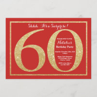 Surpresa 60.º Aniversário Vermelho e Dourado Brilh