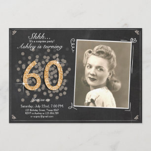 Convites Surpresa 60 aniversários Chalkboard Rustic