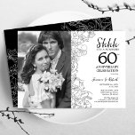 Convites Surpresa 60 anos com foto preto branco<br><div class="desc">Surpreenda 60º Aniversário Com Foto - Convite Floral Preto Branco. Design moderno com desenhos botânicos desenhados em destaque e letra de script de tipografia. Simples "Trendy Convide" perfeito para uma comemoração de na moda. Pode ser personalizado para refletir qualquer ano de casamento. Impressos convites Zazzle ou modelo de impressão digital...</div>