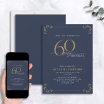 Convites Surpresa 60 e Azul Fabuloso Branco e Dourado Anive<br><div class="desc">É uma surpresa especial no 60º aniversário, e é hora de comemorar! Você quer jogar o melhor baluarte na cidade? Certifique-se de que comece com o maior estilo com este 60 e Fabuloso Convite de Aniversário para Caligrafia Azul e Dourada. Certamente dará o tom para uma celebração glamourosa. Este belo...</div>