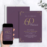Convites Surpresa 60 e fabuloso aniversário roxo e Dourado<br><div class="desc">É uma surpresa especial no 60º aniversário, e é hora de comemorar! Você quer jogar o melhor baluarte na cidade? Certifique-se de que comece com o mais alto estilo com este 60 e Fabuloso Convite de Aniversário para Caligrafia Dourada e Branca Roxo. Certamente dará o tom para uma celebração glamourosa....</div>