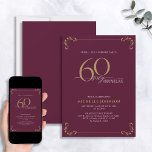Convites Surpresa 60 e maravilhosa Burgundy e Dourado Anive<br><div class="desc">É uma surpresa especial no 60º aniversário, e é hora de comemorar! Você quer jogar o melhor baluarte na cidade? Certifique-se de que começa com o mais alto estilo com este 60 e Fabuloso Convite de Aniversário para Caligrafia Branca e Dourada Burgundy. Certamente dará o tom para uma celebração glamourosa....</div>