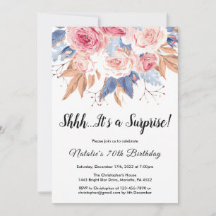 Convites Surpresa 70 Birthday Watercolor Floral Botânica