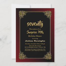 Convites Surpresa 70 de Aniversário Janta Preto Vermelho Do