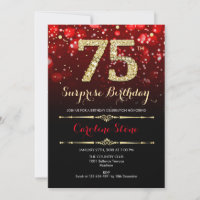 Surpresa 75.º aniversário - Dourado vermelho preto