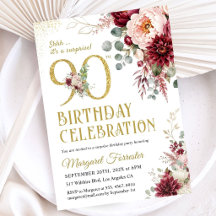 Surpresa 90 Anos Burgundy Beijo Floral