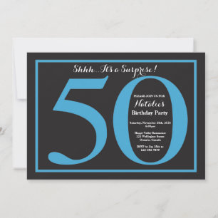 Convites Surpresa Aniversário de 50 anos Quadro Negro Azul 