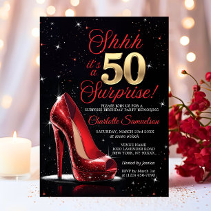 Convites Surpresa ANIVERSÁRIO de 50 anos Saltos Vermelhos D